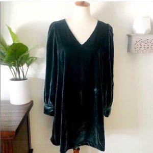 Loft Teal Velvet Swing Dress